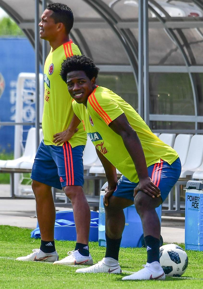 Colombia's Carlos Sanchez (right) received death threats for his red card in their opening game against Japan. AFP