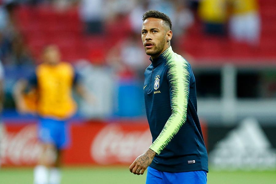 razil's forward Neymar warms up before the Russia 2018 World Cup quarter-final football match between Brazil and Belgium at the Kazan Arena in Kazan. AFP Photo