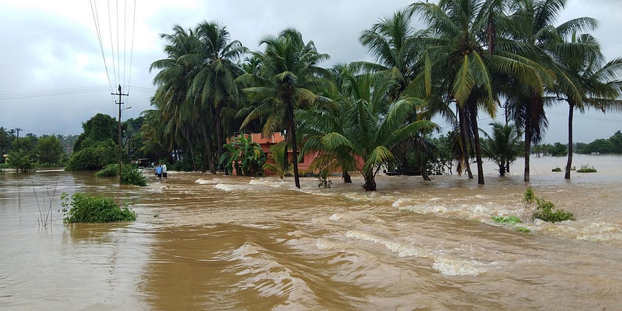Water flows on the Mallar Road in Kaup, Udupi district.