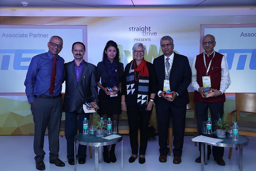 (From left) Mukund Trivedy, Gopalakrishna Gubbi, Leza Parker, Bina Mirchandani, Pradeep Sreekanth and B K Kulkarni.