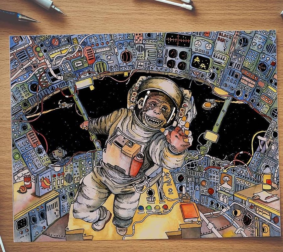 Ron's doodle of the space monkey. 