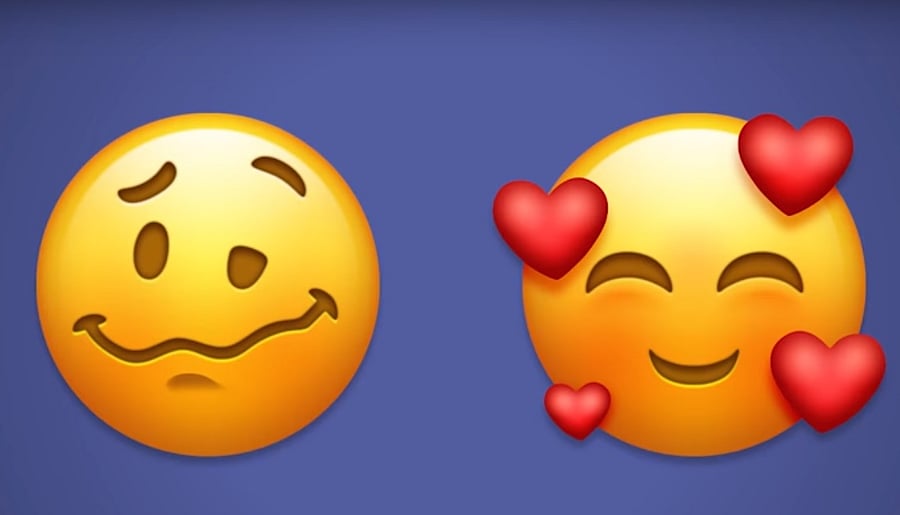 Woozy face and smiling with three hearts from the 2018 list.