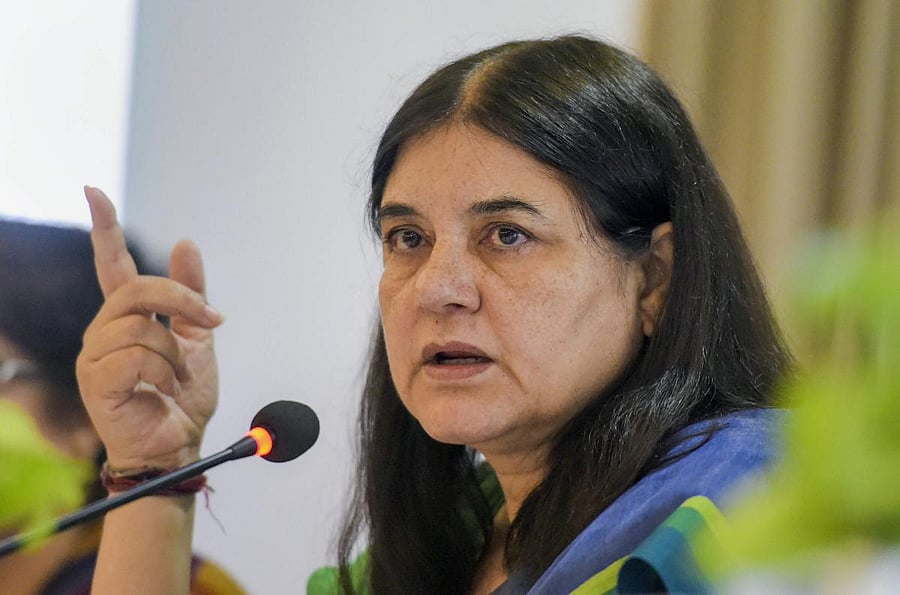 Union Minister for Women &amp; Child Development Maneka Gandhi addresses a press conference regarding her ministry's achievements and initiatives, in New Delhi on Wednesday, June 06, 2018. (PTI Photo/Vijay Verma)