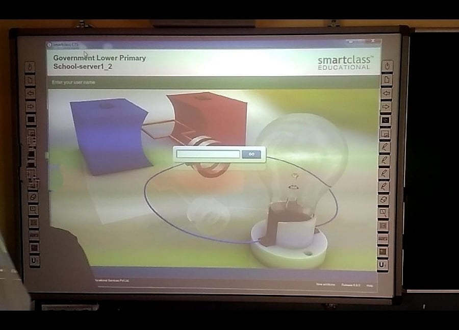 Children at the government primary school, Annasandra Palya, will log into virtual world and learn through audio, video and kinesthesia, hereafter. (Special arrangement)