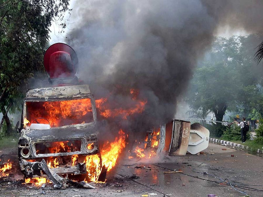 At least 40 persons had died in the violence that erupted in Panchkula and Sirsa, the two epicentres of the violence. PTI file photo.