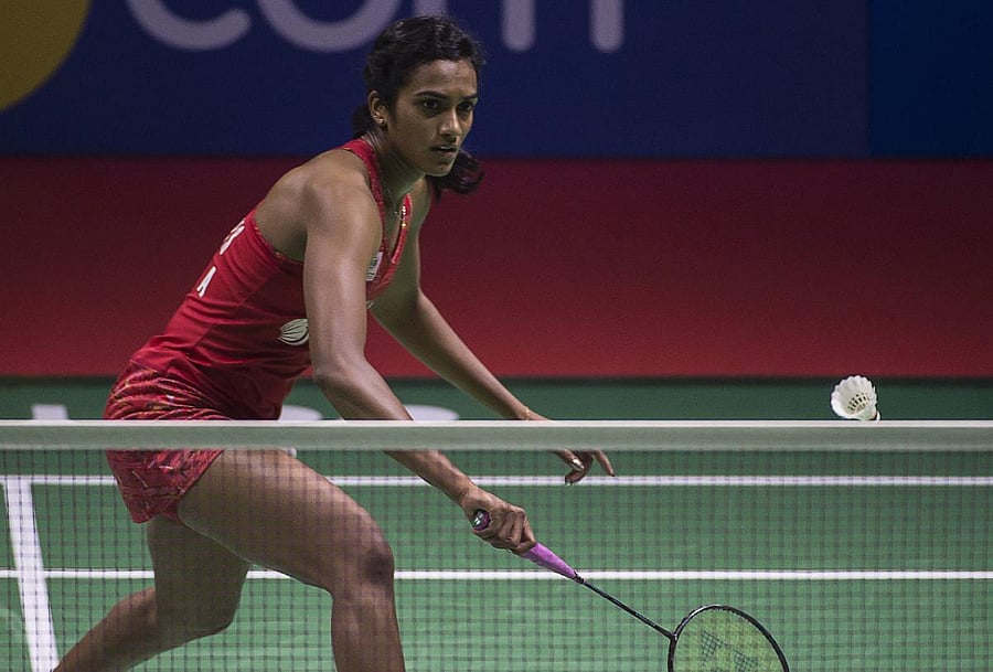 P V Sindhu brushed aside Korea's Sung Ji Hyun to enter the quarterfinals of the World Badminton Championships on Thursday. FILE photo