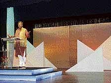 Girish Karnad delivering the opening lecture at  D D Kosambi Festival of Ideas in Panaji on Monday.
