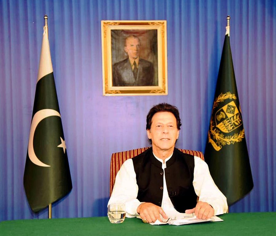 Pakistan's Prime Minister Imran Khan, speaks to the nation in his first televised address in Islamabad, Pakistan August 19, 2018. Press Information Department (PID)/Handout via REUTERS