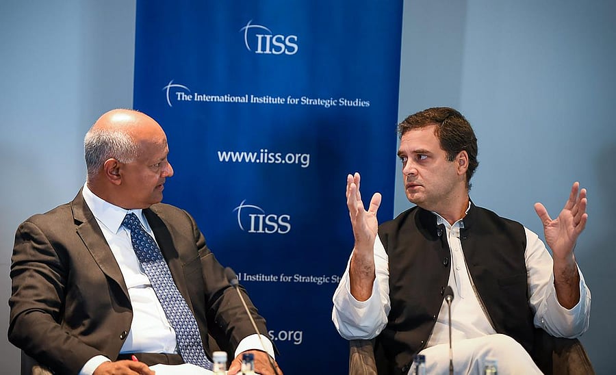 Congress president Rahul Gandhi in a panel at International Institute for Strategic Studies (IISS), in London on Friday. AICC Photo via PTI