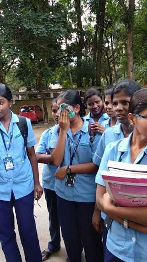 One of the staff members and a student coordinator at the college, Hena Esther, had attempted suicide claiming that she was harassed by the principal, Amuda Sundari. File Photo