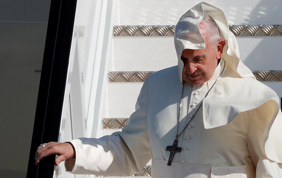 Pope Francis arrives at Dublin International Airport, at the start of his two-day visit to Ireland, August 25, 2018. REUTERS/Stefano Rellandini