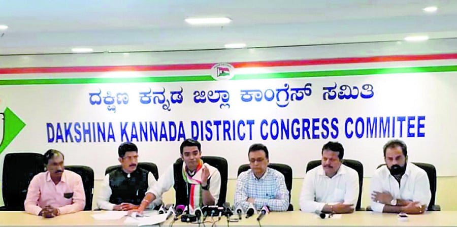 AICC National Media Panelist Jaiveer Shergill speaks to reporters in Mangaluru on Monday.