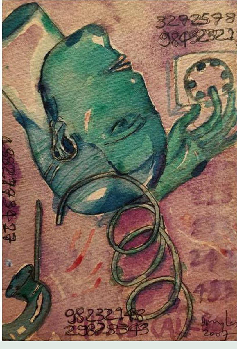 One of the paintings of the 'Missed Call' series