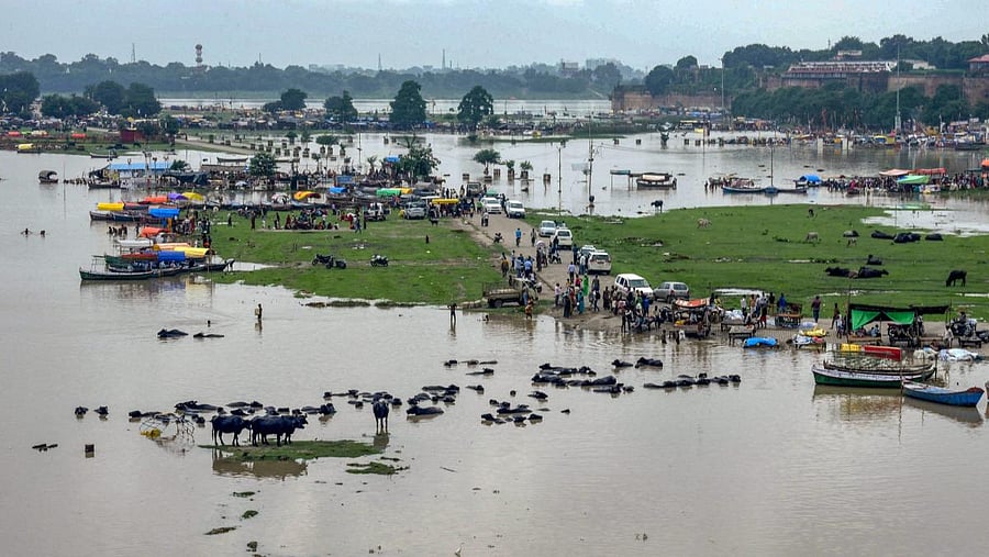 The Ganga river is flowing above the danger mark at Farrukhabad, while the Ghaghra river is flowing above the danger mark in Gonda, Barabanki and Baharaich districts.