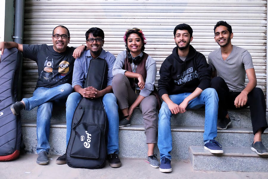 Music medley (From left) Debjeet Basu, Prashanth Gnanamuthu, Raphael Emileenaa, Preran Gulvady and Pranav D M. Photos by author