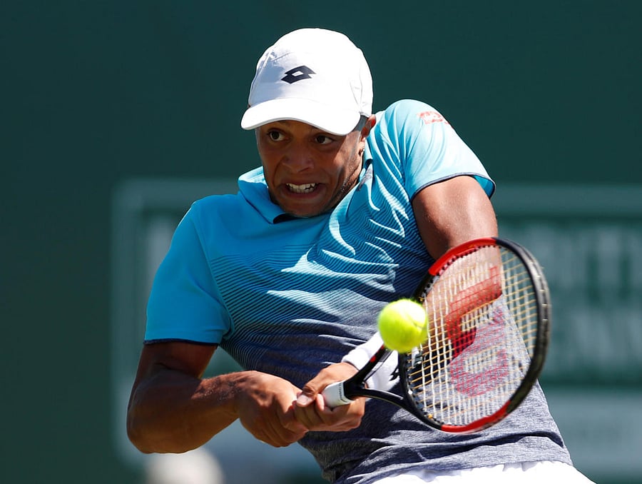 Great Britain's Jay Clarke in action during his first round match against Ryan Harrison of the U.S. Action Images via Reuters