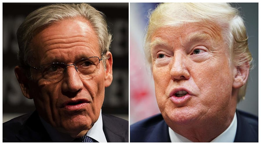 A combo photo of Washington Post Associate Editor Bob Woodward and US President Donald Trump. AFP File