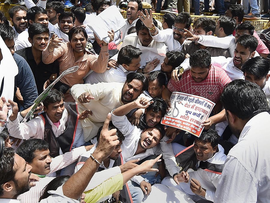 Youth Congress activists are set to kick-start the protests on Wednesday by taking out a march towards Parliament against the “four-year misrule” of the Modi government. PTI file photo