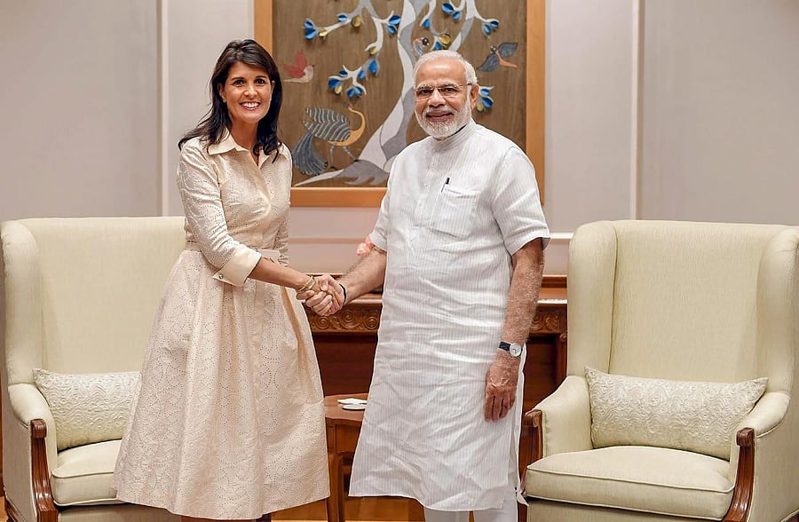 Nikki Haley with Narendra Modi.
