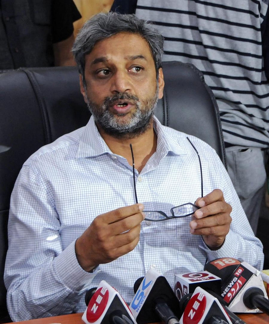 Chief Electoral Officer Shaleen Kabra addresses a press conference as he announces the dates for Muncipal elections, in Srinagar on Saturday. PTI