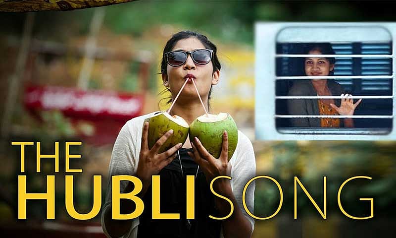 An enthusiastic Chaitra Sunkad takes us on a Hubballi tour through this four-minute video song. Screen Grab
