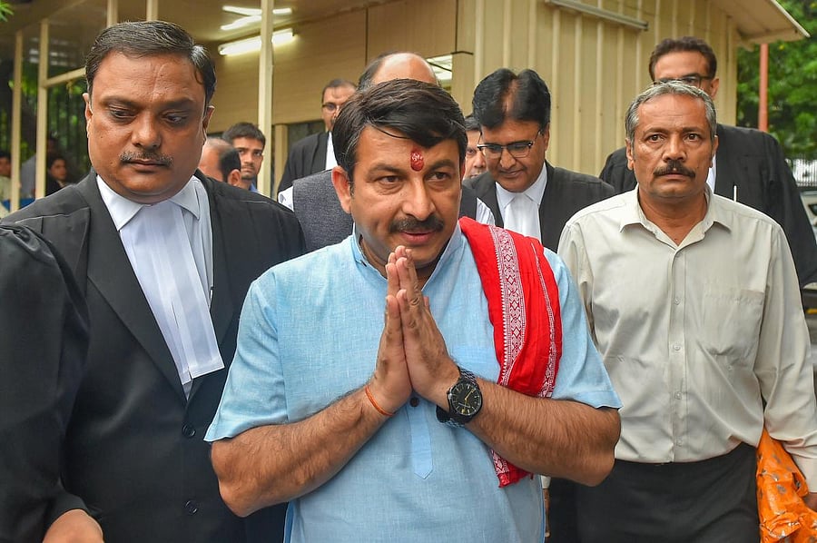 Delhi BJP President Manoj Tiwari appears at Supreme Court in relation to a sealing case, in New Delhi. PTI Photo