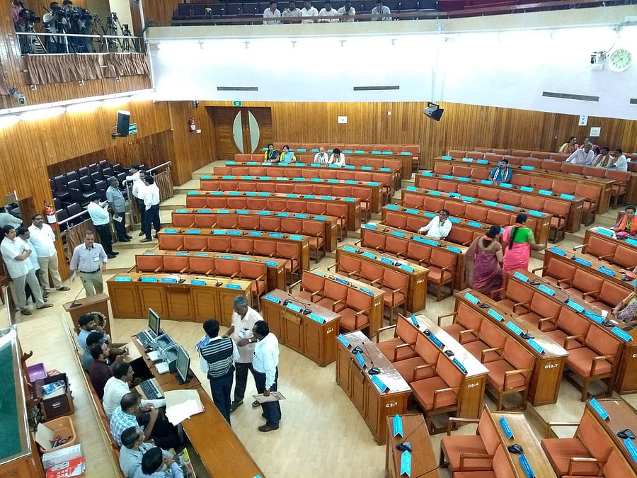 Jayanagar corporator Gangambike Mallikarjun of the Congress filed her nomination. DH photo.