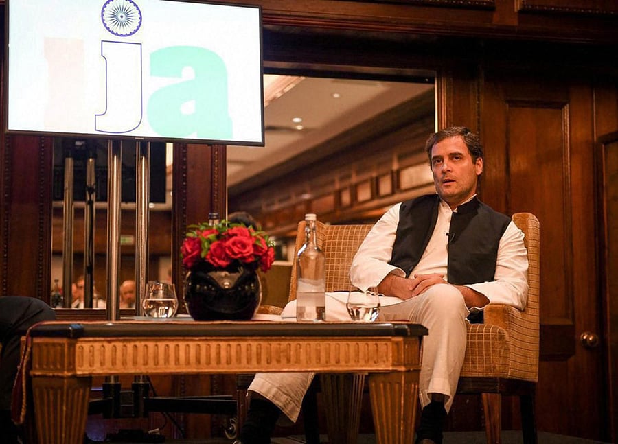 Congress President Rahul Gandhi Interaction with Indian Journalists' Association in London on Saturday,Aug 25, 2018 ( INC Twitter via PTI)