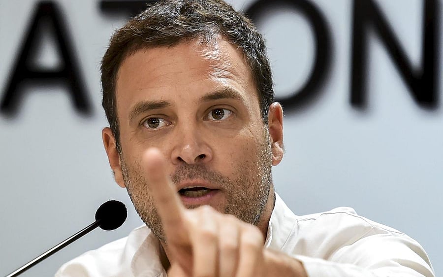 Congress president Rahul Gandhi addresses a press conference in New Delhi. (PTI File Photo)