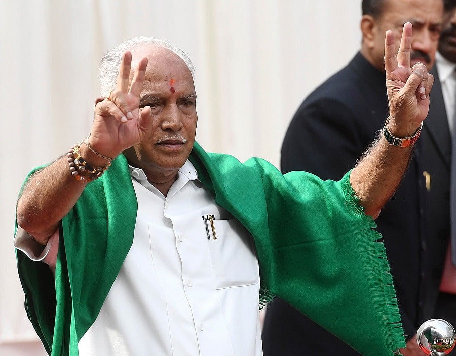 B S Yeddyurappa at the ceremony where he was sworn in as Karnataka Chief Minister on May 17, 2018. Credit: DH/PV photos