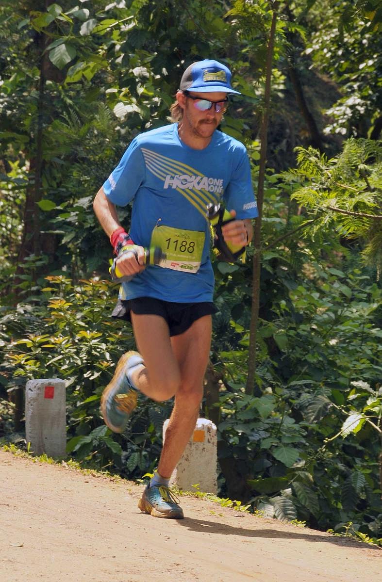 Hayden Hawks from the United States of America during the 50-km category of the Coffee Day Malnad Ultra Marathon 2018 in Chikkamagaluru.