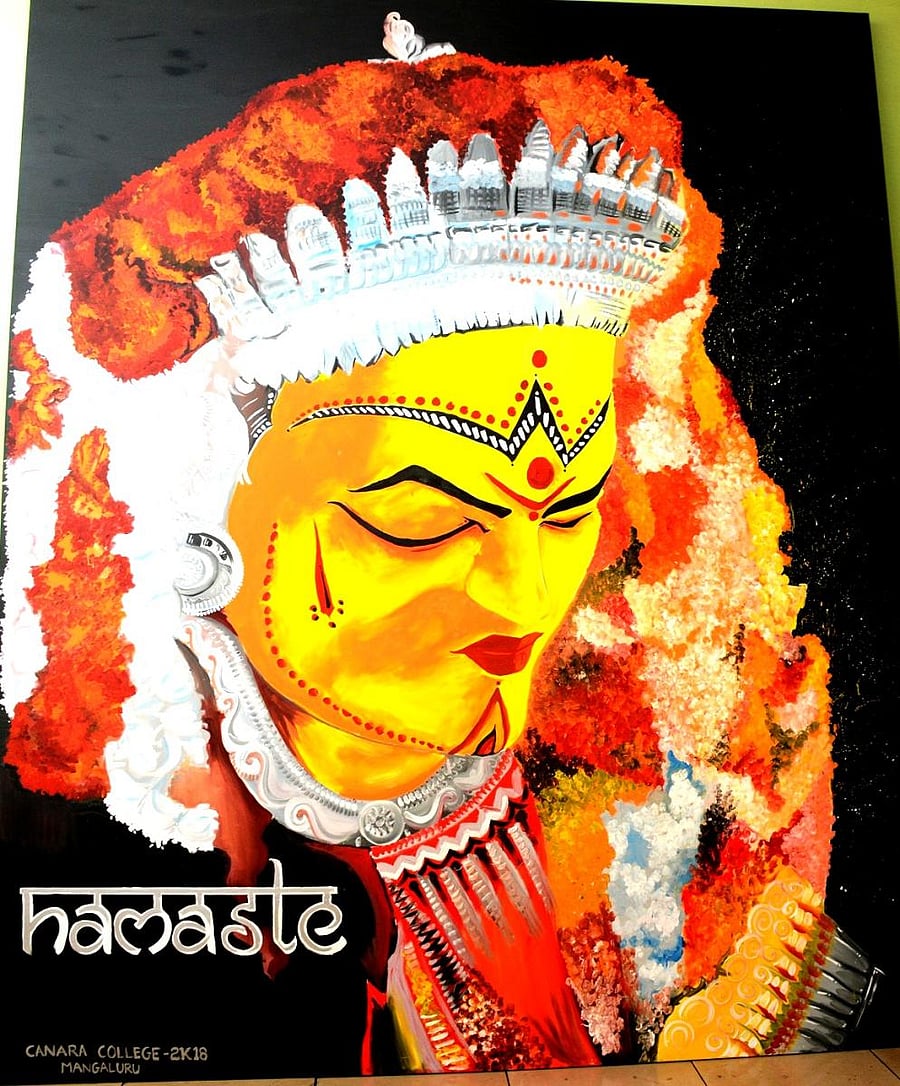 Painting on Yakshagana by the team from Canara College won the first place in a painting competition held at NMPT Cruise Terminal in Mangaluru.