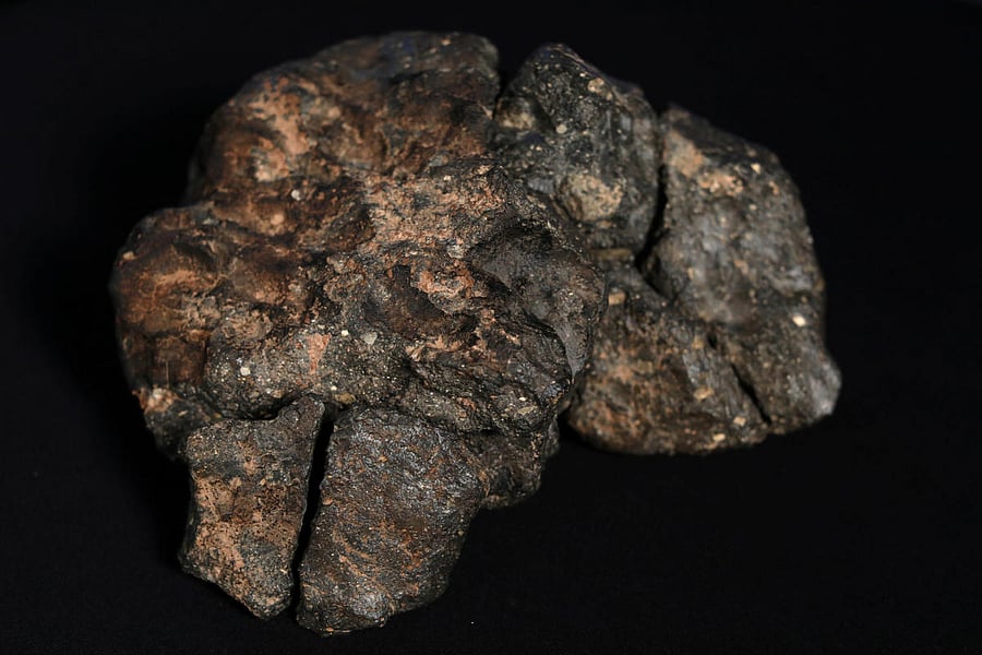 The lunar meteorite unofficially known as "Buagaba" or "The Moon Puzzle" is seen ahead of the auction of the meteorite by RR Auctions in New York. (Reuters Photo)