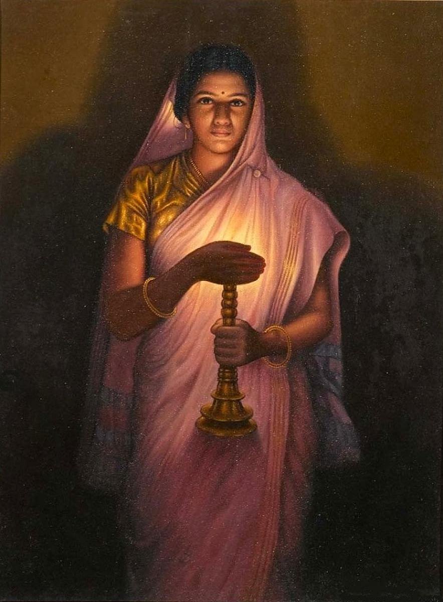  The painting 'Lady with the Lamp' in Jaganmohan Palace Mysuru
