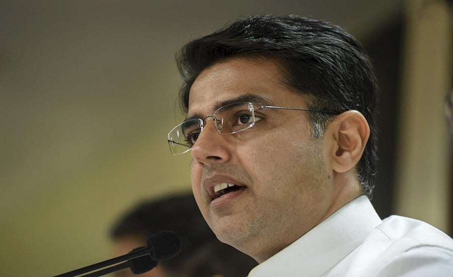 New Delhi: Rajasthan Congress chief Sachin Pilot addresses a press conference, at AICC HQ in New Delhi, Monday, Oct 22, 2018. (PTI Photo)
