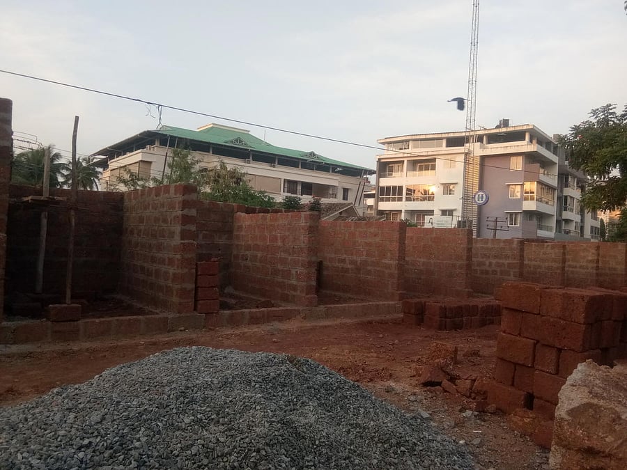 The work in progress on temporary stalls in Kadri market, Mangaluru.