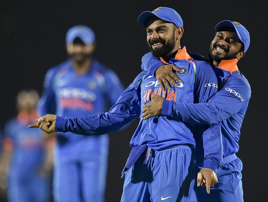 Indian skipper Virat Kohli (left) was pleased with Ambati Rayudu's consistency. PTI 