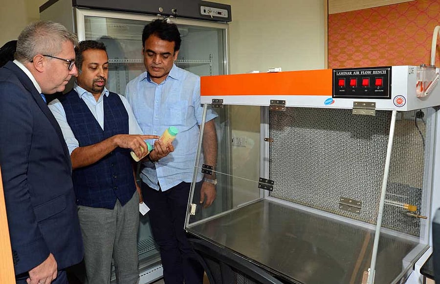 Raghunath Mallaiah (centre) of Fortis La Femme Hospital at the launch of the breast milk bank on Tuesday.