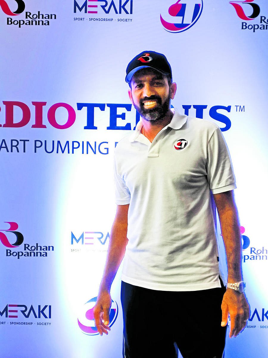 INNOVATIVE Rohan Bopanna at the launch of cardio-tennis, sport-inspired fitness form, in Bengaluru on Sunday. DH Photo