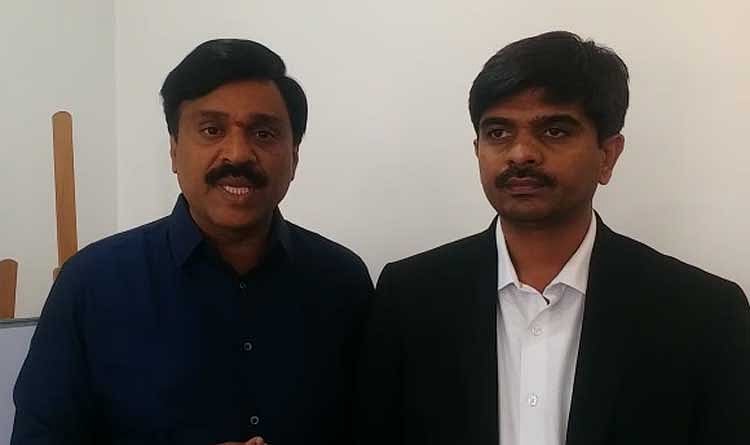 Former minister G Janardhana Reddy speaks in the video released to the media. His advocate Chandrashekar looks on.