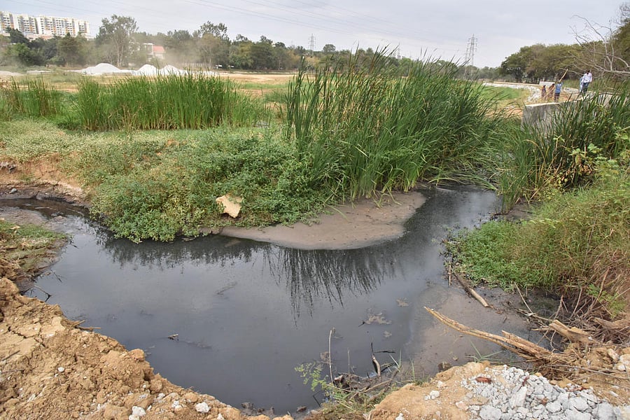 Puttenahalli Lake in Yelahanka. One of the manholes near the waterbody.