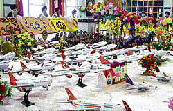 Models of miniature aircraft offered at Hawai Jahaz Gurdwara in Doaba region.
