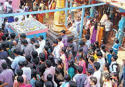 Devotees performing circumambulation at the Chilkur Balaji temple near Hyderabad.