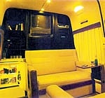 The plush interior of a campaign rath which resembles that of a business jet to help our netas travel around in comfort.
