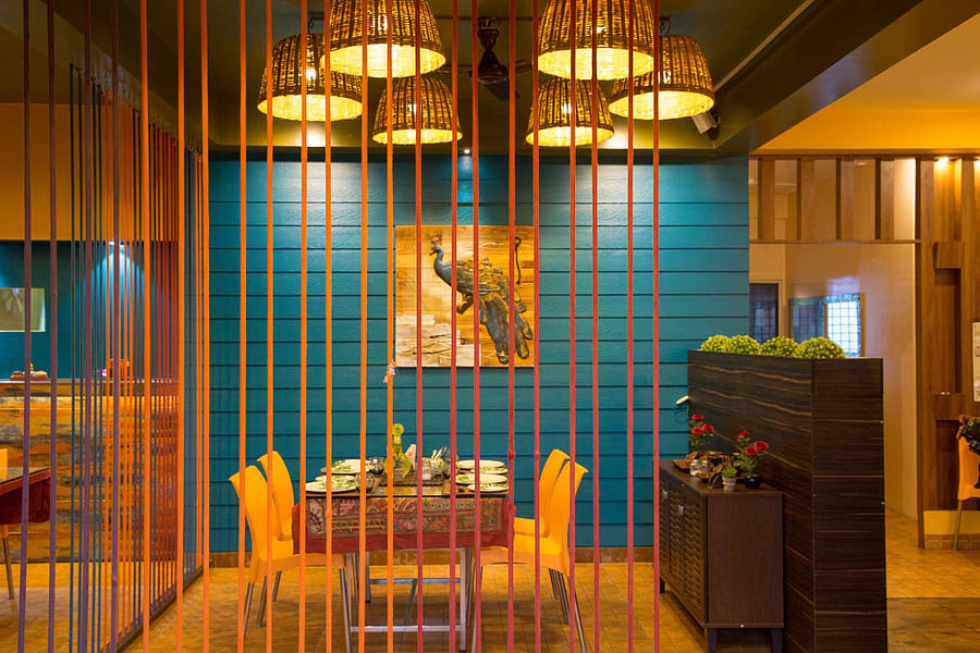 Malenadu Kitchen is done up in vibrant colours of yellow, orange and red.