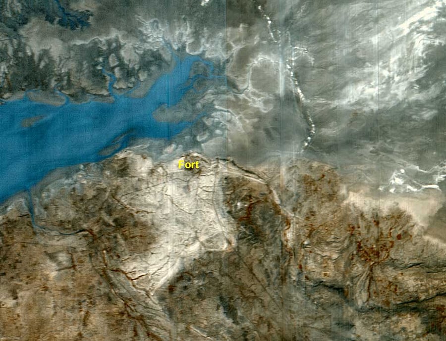 The country's latest earth observation satellite HySIS, launched by the ISRO on November 29, has sent its first image, covering parts of Lakhpat area in Gujarat. Image courtesy ISRO