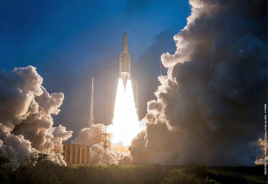Blasting off from the Ariane Launch Complex at Kourou, a French territory located along the northeastern coast of South America at 02:07 am (IST), the Ariane-5 vehicle injected GSAT-11 into the orbit in a flawless flight lasting about 33 minutes. (Image source: Twitter/@ISRO)