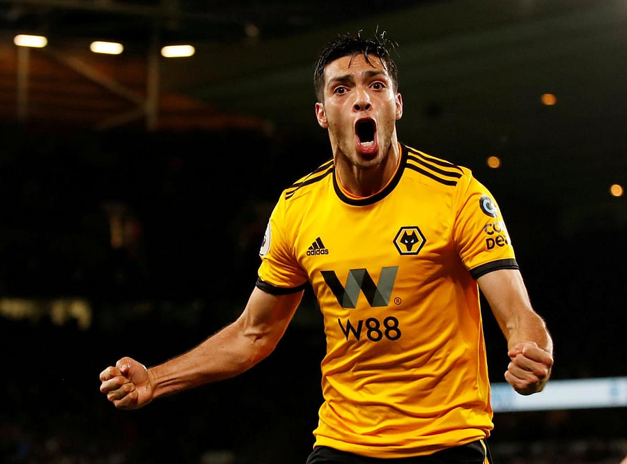 Wolverhampton Wanderers' Raul Jimenez celebrates after scoring against Chelsea on Wednesday. Reuters