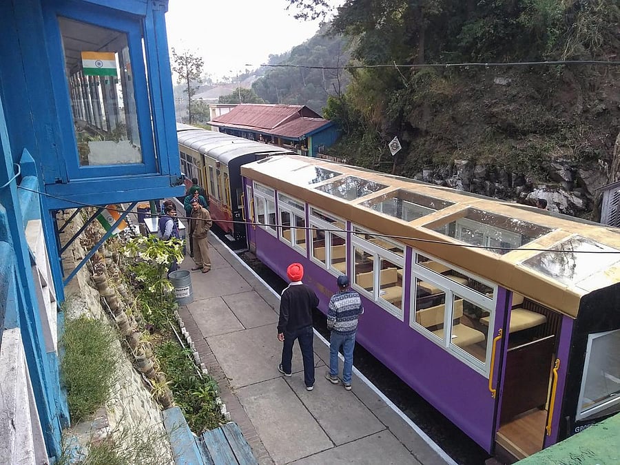 A view of a coach of the railways which is scheduled to run glass-enclosed vistadome coach in Kalka-Shimla route in next 10 days, in Kalka on Saturday. PTI