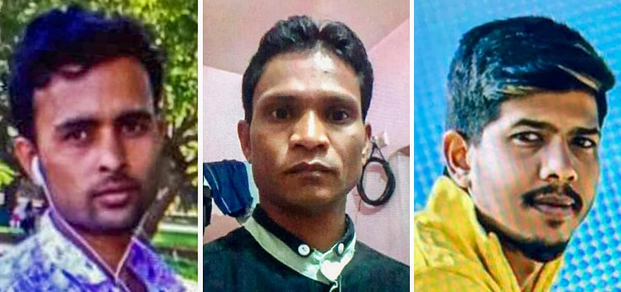 Gyndarshan, Subhash and Faruq, Three killed and five injured after iron racks fell down on them at the ware house of Holisol Logistic Pvt Ltd in Seegehalli, Whitefield in Bengaluru on Thursday. Special arrangement Photo